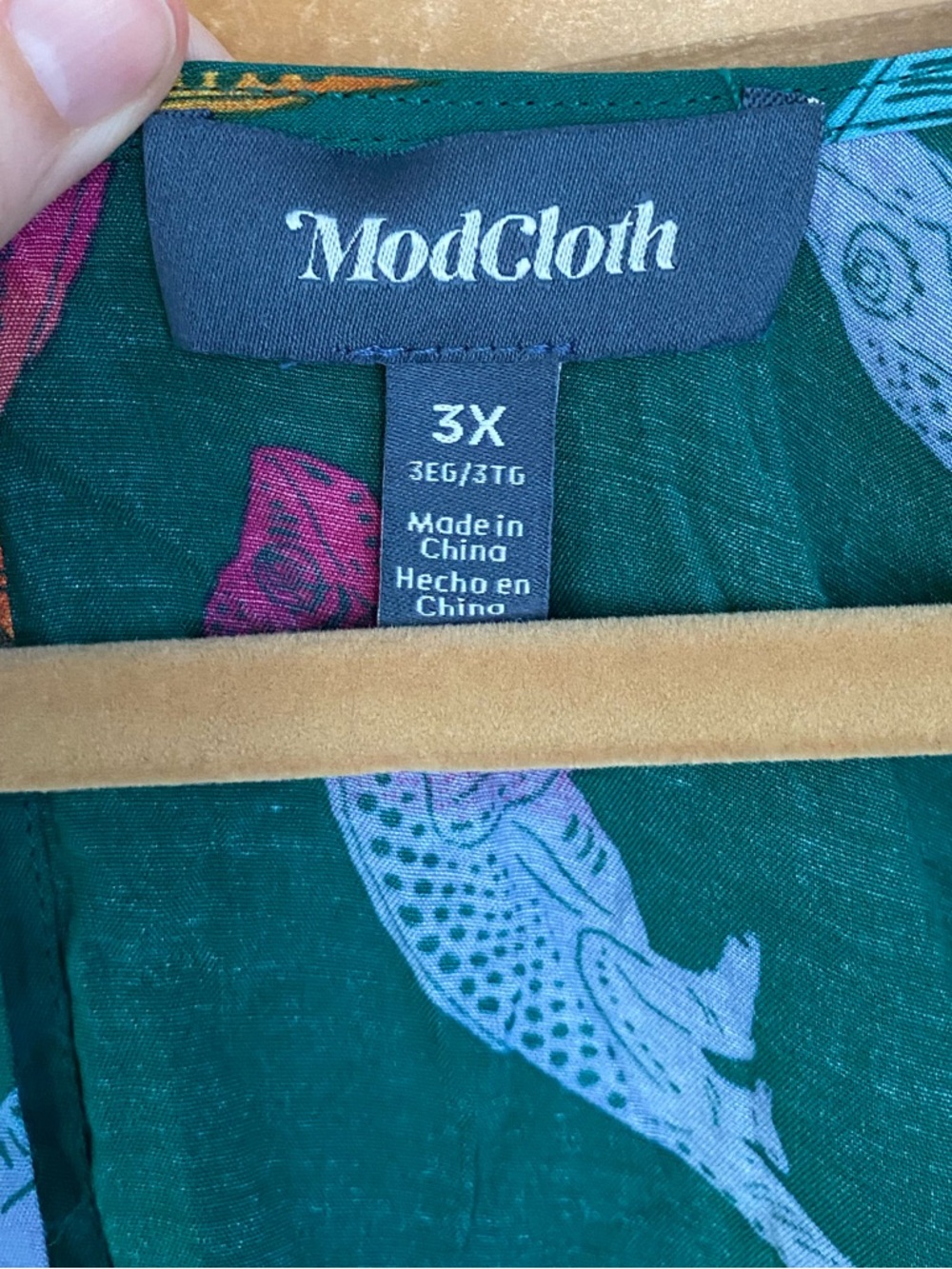 ModCloth chameleon print flowy green v-neck kaftan coverup dress plus size 3X - Picture 9 of 9